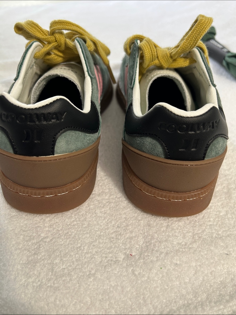 Coolway 7 Sneakers Goal in Green Forest Suede Free People black yellow no box - Picture 4 of 14